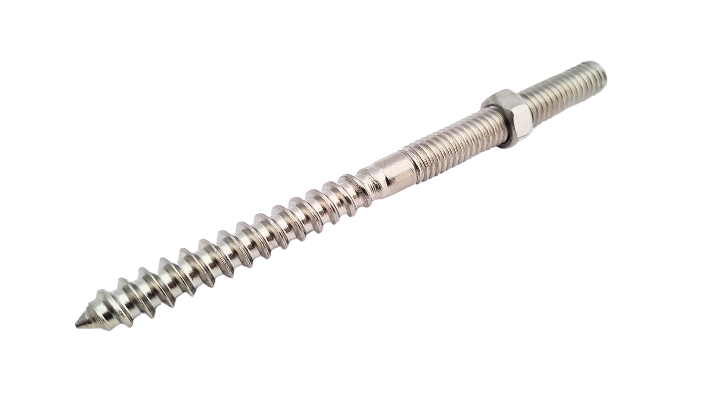 Dual Thread Wood Screw with Left hand thread for 4mm Cable